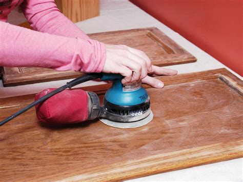 sanding wood cabinet with steel wool before poly|sanding before applying poly.